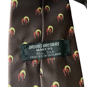 Brooks Brothers Makers Silk Tie Brown Horseshoe Print Made In England